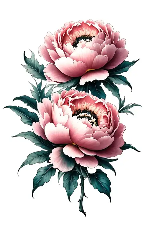 two peonies design tattoo design featuring mandala tattoo design idea