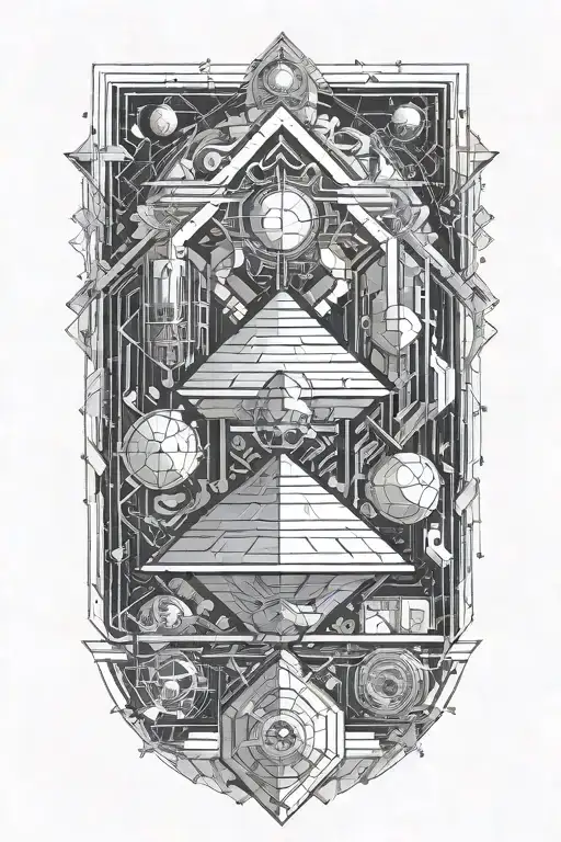 sci fi scene geometric tattoo design idea