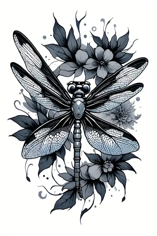 mechanized dragonfly resting tattoo design idea