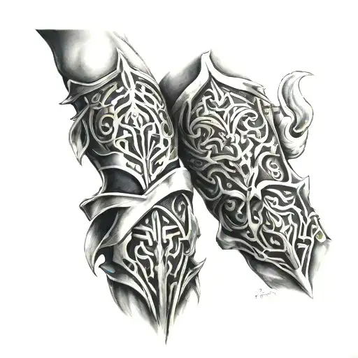 forearm armour tattoo design idea