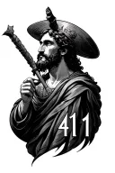 Deuteronomy 31:6 “Be strong and courageous. Do not be afraid; the Lord your God goes with you.” with number 41 and Jesus tattoo design idea