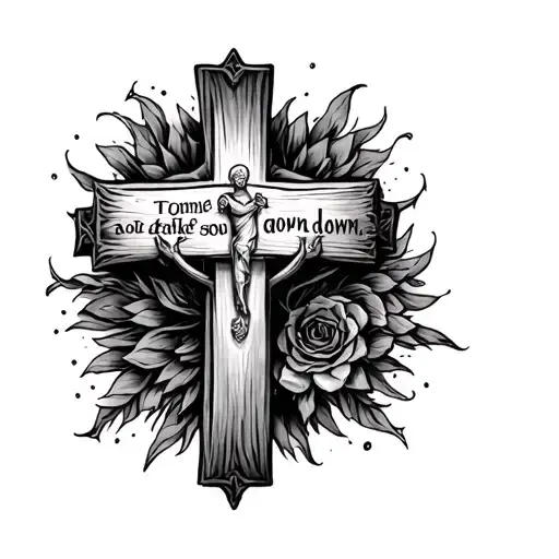 cross with bible verse luke 1:37 going down tattoo design idea