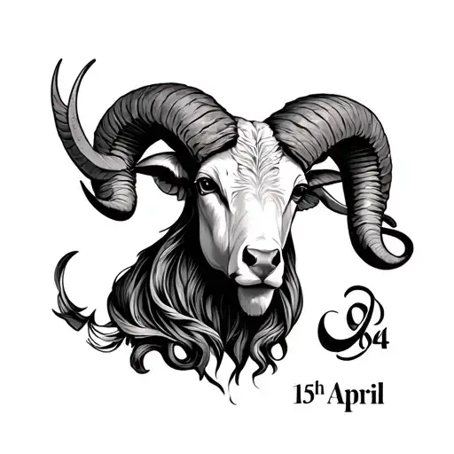 aries zodiac sign with roman birth date 15th April 2004 tattoo design idea