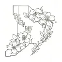 state flowers for Massachusetts, Texas,Kentucky, oklahoma, Washington, Oregon, illinois intertwined tattoo design idea