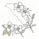 state flowers for Massachusetts, Texas,Kentucky, oklahoma, Washington, Oregon, illinois intertwined tattoo design idea