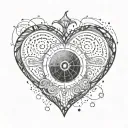 heart fingerprint with infinity plus navigation compass and gps coordinates tattoo design idea