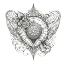 heart fingerprint with infinity plus navigation compass and gps coordinates tattoo design idea