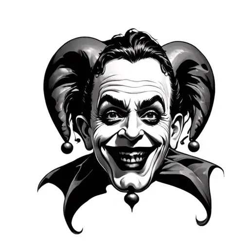 jester laugh now cry later tattoo design idea