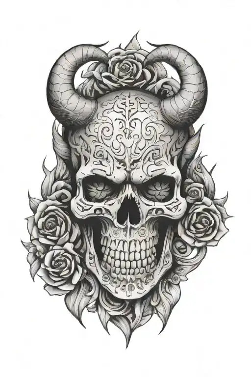 demon skull tattoo design idea