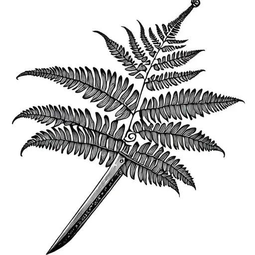fern with a sword tattoo design idea