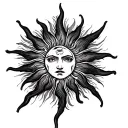 seven rayed sun crying single tear drop tattoo design idea