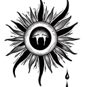 seven rayed sun crying single tear drop tattoo design idea