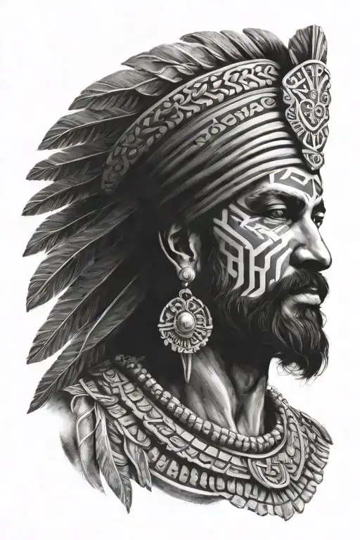 Sikh warror aztec realistic tattoo design idea