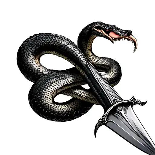 dagger with snake eating its self tattoo design idea