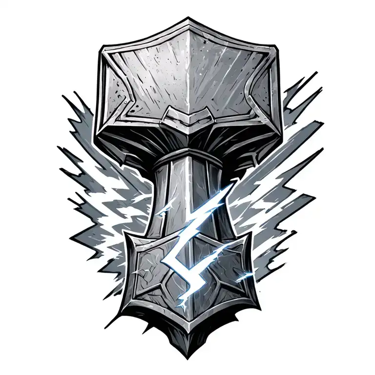 thor hammer and lightning tattoo design idea