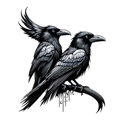 two ravens, tribal style tattoo tattoo design idea