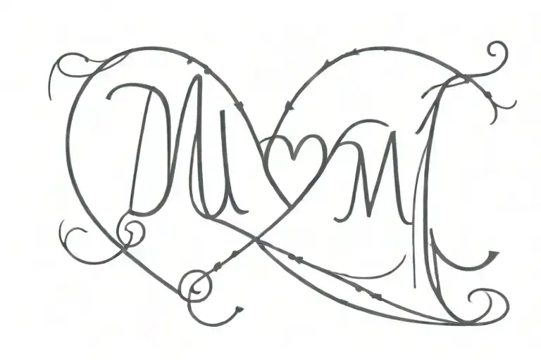 the initials M R J with a heart tattoo design idea