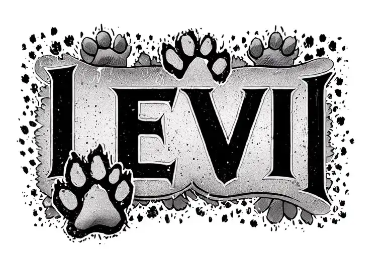 "LEVI" paw print tattoo design idea