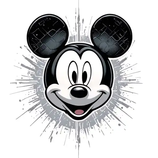 Cyber sigilism Mickey Mouse ears tattoo design idea