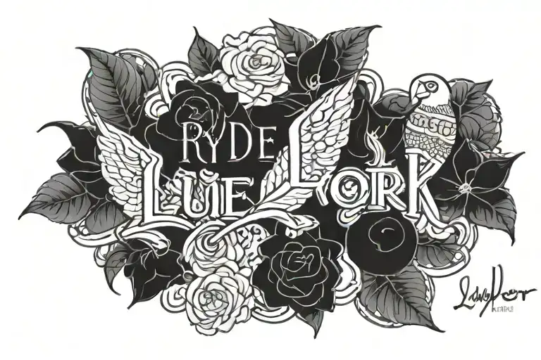 Ryder Luke & Tucker Lane names written tattoo design idea