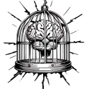 a broken cage with a brain inside tattoo design idea