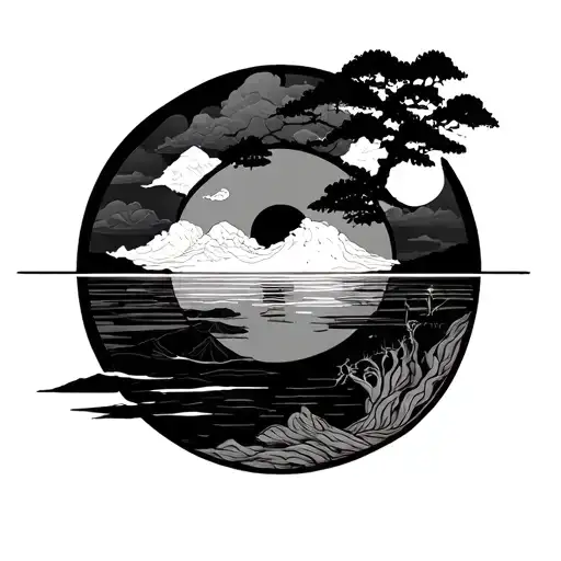 Japan in a circle tattoo design idea