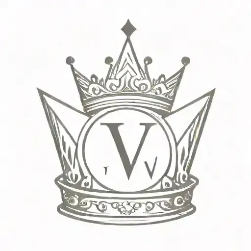 the Letter V as focal point with a crown on top tattoo design idea