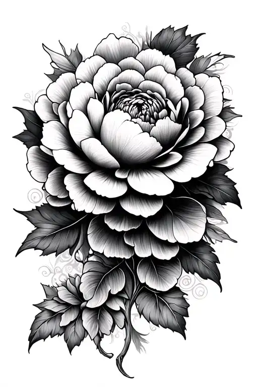 3pivoines plus un mandala design incorporating tattoo design idea