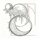 moon-with-liquid-blood-flows-down-half cyber sigilism many many many many curves lines, detailed horror, blood tattoo design idea