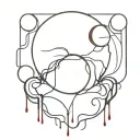 moon-with-liquid-blood-flows-down-half cyber sigilism many many many many curves lines, detailed horror, blood tattoo design idea