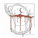 moon-with-liquid-blood-flows-down-half cyber sigilism many many many many curves lines, detailed horror, blood tattoo design idea