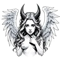 angel half demon tattoo design idea
