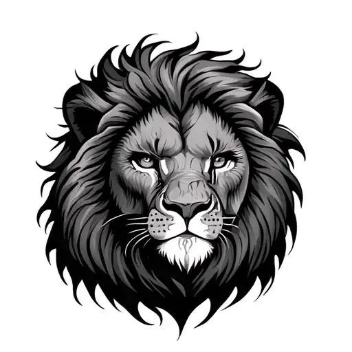 lion missing eye with scars  tattoo design idea
