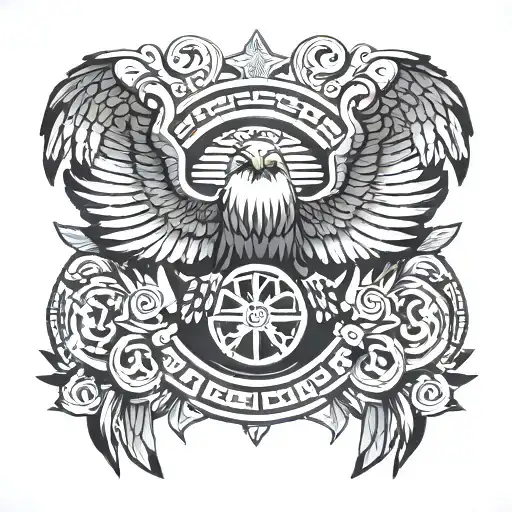 club america with eagle wings spread  with aztec design tattoo design idea