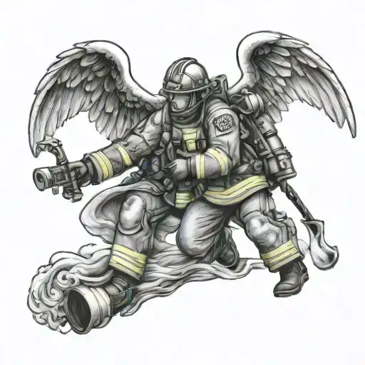 a firefighter an angel tattoo design idea