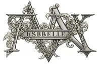roman numerals IX XXIII MMXXIII with the name isabelle in the middle tattoo design idea