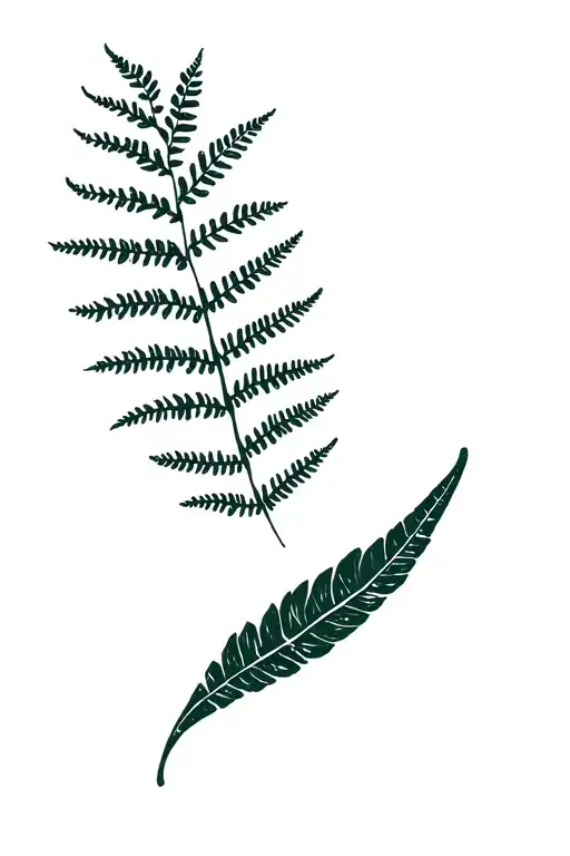 banana leaf and a fern leaf tattoo design idea