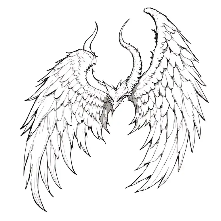 half demon half angel wings tattoo design idea