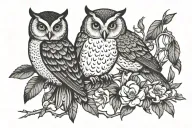 owl hawthorn vine tree narcissus tattoo design idea