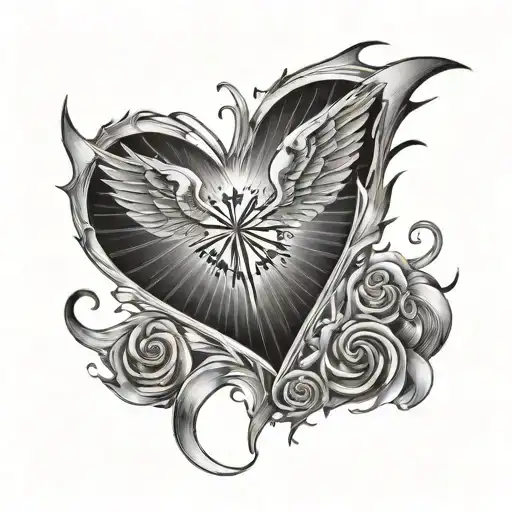 The words RAY OF HOPE inside a heart with rays of light coming out of it tattoo design idea