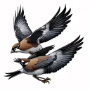 two sparrows flying tattoo design idea