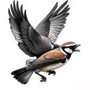 two sparrows flying tattoo design idea