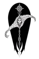 Hel, Hela, Nordic, Celtic, Tribal, Black, La Carherina, half Wested half -living, goddess of death, knot, abstract tattoo design idea