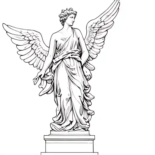 the Winged Victory of Samothrace statue from the louvre tattoo design idea