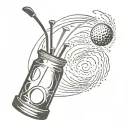 golf and bourbon glass tattoo design idea