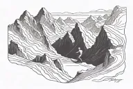 skier carving down a mountain tattoo design idea