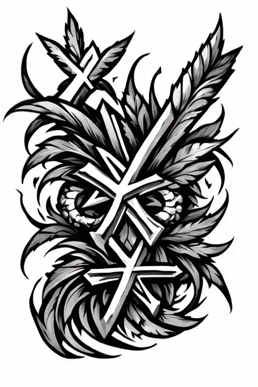 puerto rican tribal with crosses mixed tattoo design idea