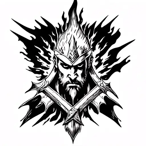 small tattoo of ares god of war and fire  tattoo design idea
