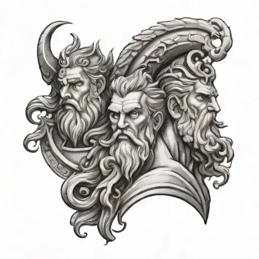 zeus poseidon and hades tattoo design idea