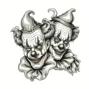 sad clown masks two tattoo design idea